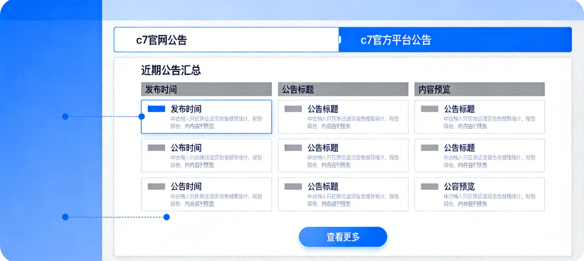 c7官网与c7官方平台近期公告汇总的页面结构示意图